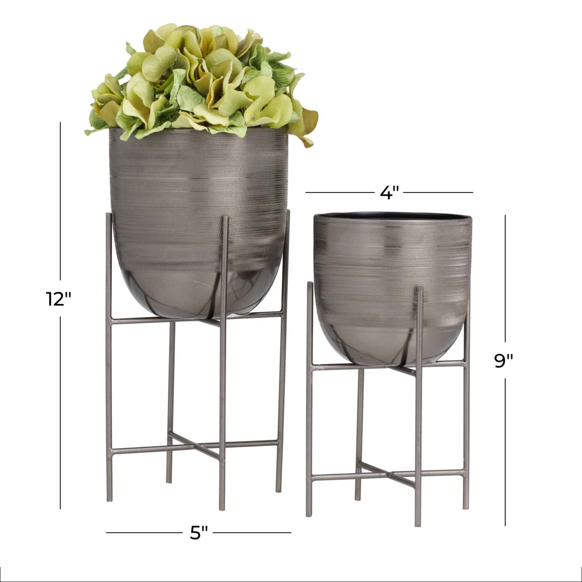 Grey Modern Planter, Set of 2" 12", 9"